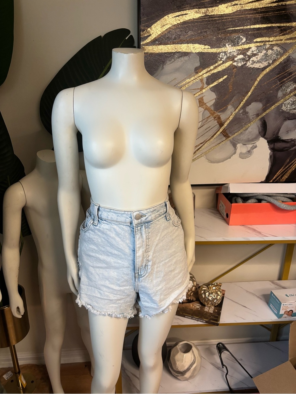 Celebrity Pink Light Blue High-Rise Denim Shorts